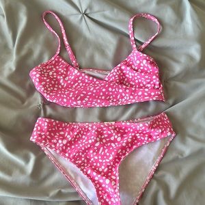 kids bikini pink dalmatian print